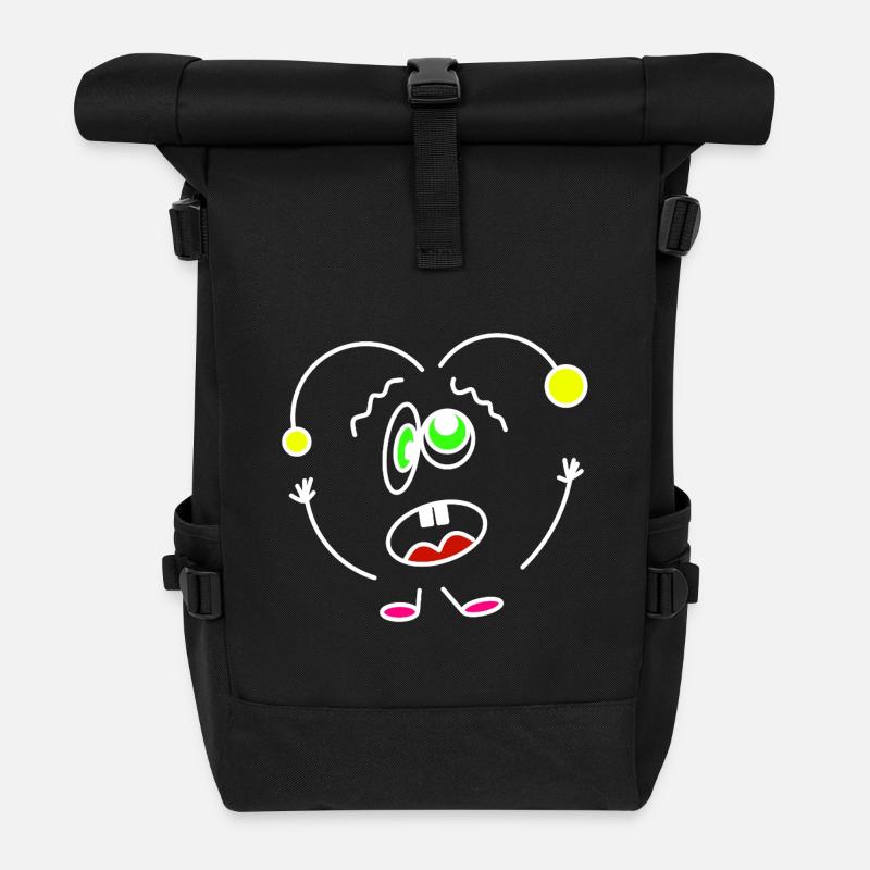 Crazy-Heartbeat - Roll Top Backpack - black