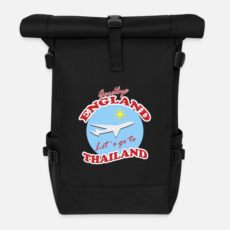 Goodbye England-Lets Go To Thailand - Roll Top Backpack - black