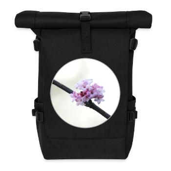 Fleur rose et blanche délicate, fleur blanche - Sac à dos roll top - noir - Devant