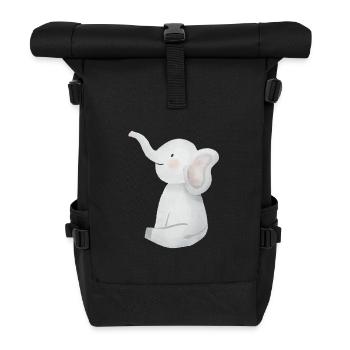 Cute Little Elephant. - Roll Top Backpack - black - Front
