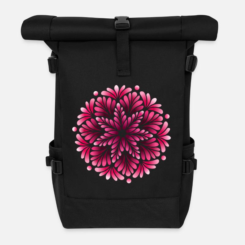 Mystic Berry Shadow Mandala - Roll Top Backpack - black
