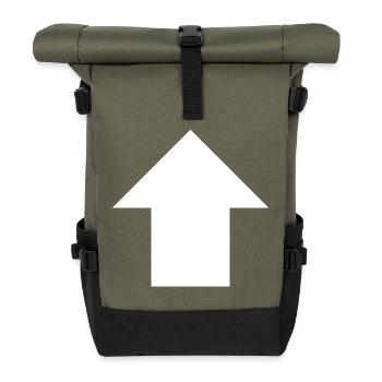 Pfeil-oben-Schild - Rolltop Rucksack - Olive/Schwarz - Vorne