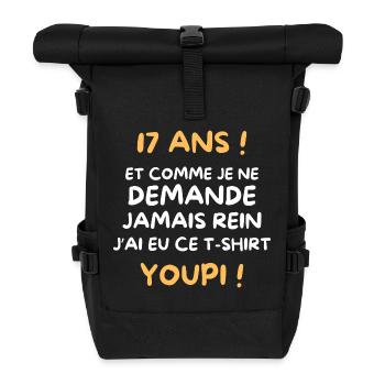 Funny Draw Boy Teen 17 Years Funny Birthday 17 - Roll Top Backpack - black - Front