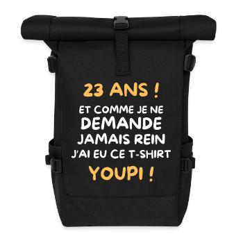 Funny Draw Boy Teen 23 Years Funny Birthday 23 - Roll Top Backpack - black - Front