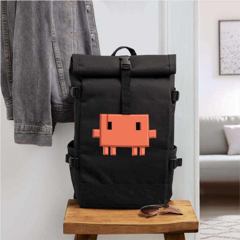 Claude Code Pixel AI Mascot Dev Sticker Roll Top Backpack