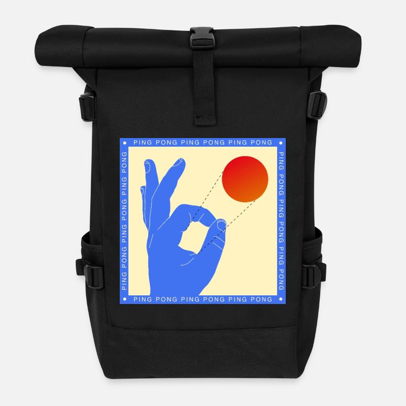 Retro-Pop-Art-Tischtennis-Flick-Grafik - Rolltop Rucksack - Schwarz