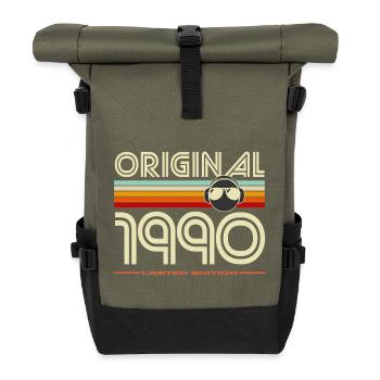 Originale Vintage-Edition von 1990 - Rolltop Rucksack - Olive/Schwarz - Vorne
