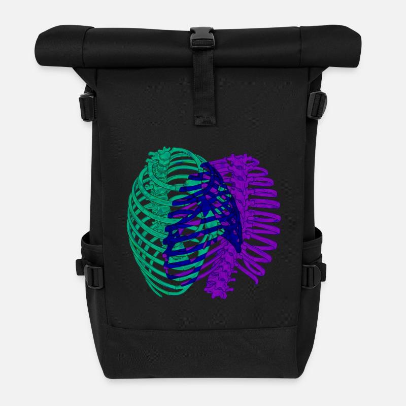 Doppelchromatischer Brustkorb - Rolltop Rucksack - Schwarz