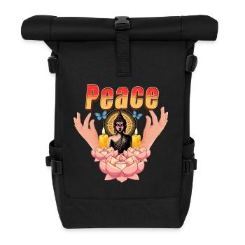 Peaceful Buddha Lotus - Peace & Love series - Roll Top Backpack - black - Front
