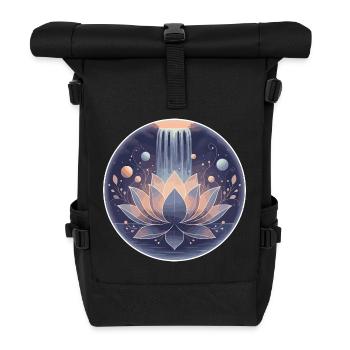 Kosmischer Lotusgarten - Rolltop Rucksack - Schwarz - Vorne