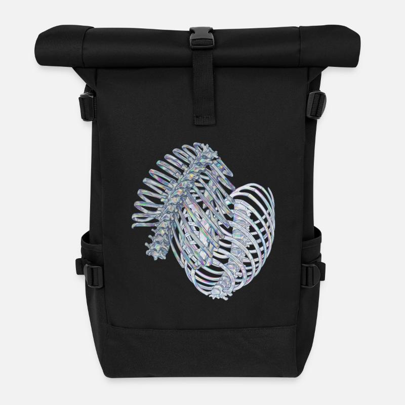 Nervures irisées en spirale - Sac à dos roll top - noir