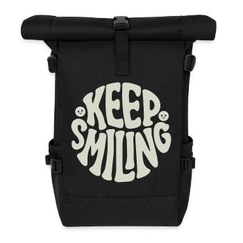 Keep Smiling Bold Typography Positive Quote - Roll Top Backpack - black - Front