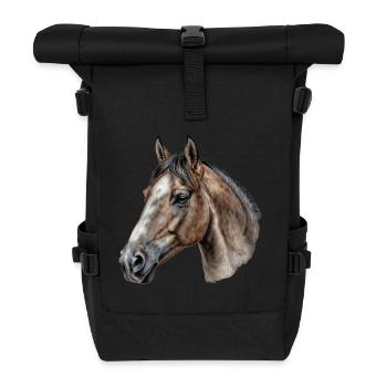 Horse Naturalist Illustration - Roll Top Backpack - black - Front