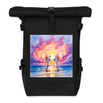 Little mice at sunset on the beach - Roll Top Backpack - black - Front