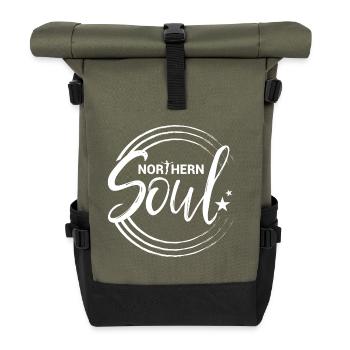 Northern Soul Badge Design - Roll Top Backpack - olive/black - Front