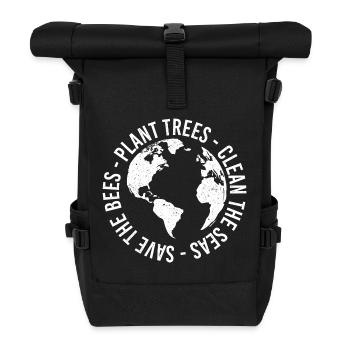 Bäume pflanzen Saubere Meere Retten Bienen - Rolltop Rucksack - Schwarz - Vorne