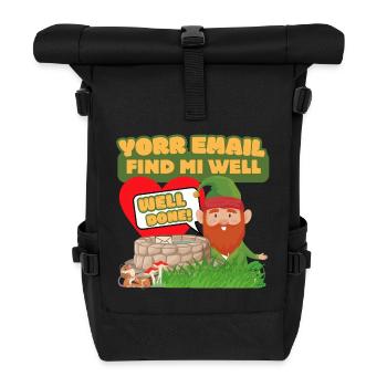 Yorr E-Mail Find Mi Well – Gnom-Humor - Rolltop Rucksack - Schwarz - Vorne