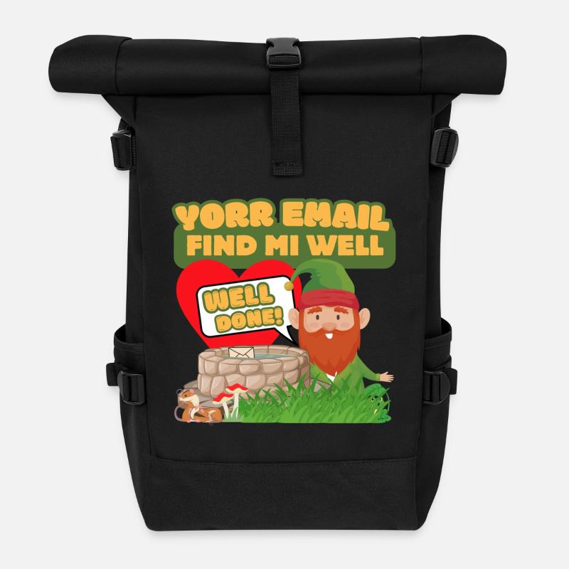 Yorr E-Mail Find Mi Well – Gnom-Humor - Rolltop Rucksack - Schwarz
