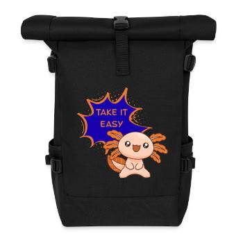 Take It Easy Axolotl – Funny Kawaii T-Shirt - Roll Top Backpack - black - Front