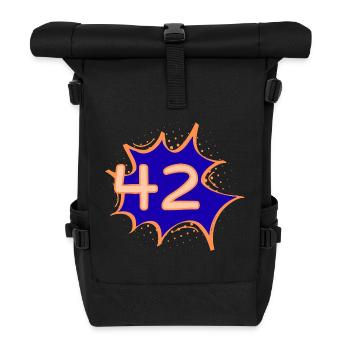 42 – Die Antwort auf alles | Comic Style T-Shirt - Rolltop Rucksack - Schwarz - Vorne