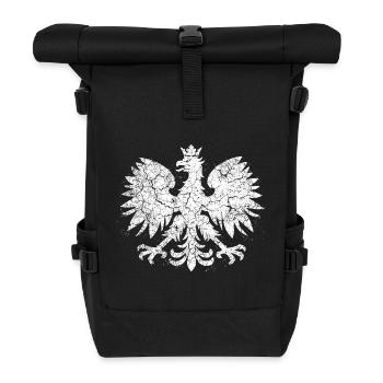 Polish Eagle Vintage – White Coat of Arms Grunge - Roll Top Backpack - black - Front
