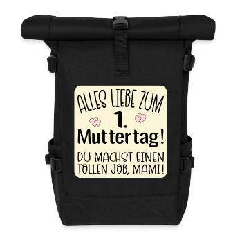 Erster Muttertag Mama - Rolltop Rucksack - Schwarz - Vorne