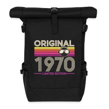 Originale Retro-Edition der 1970er Jahre - Rolltop Rucksack - Schwarz - Vorne