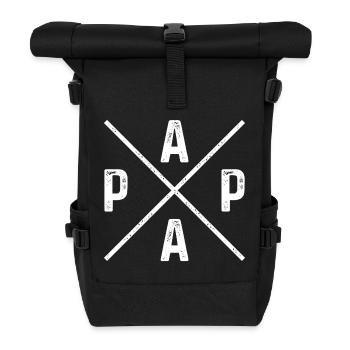 Papa Vater Kreuz Grunge Dad Vatertag 2026 Geschenk - Rolltop Rucksack - Schwarz - Vorne