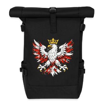 Polish Eagle Polska Coat of Arms Grunge Design Gold - Roll Top Backpack - black - Front
