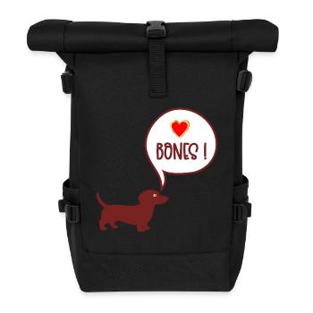Teckel à os de mâcher - Sac à dos roll top - noir - Devant