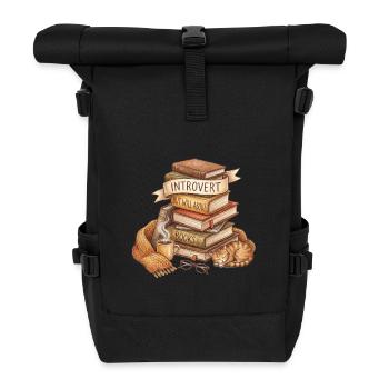 Introvert Buchliebhaber Stapel - Rolltop Rucksack - Schwarz - Vorne