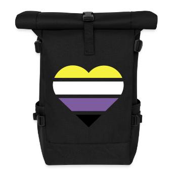 Drapeau de la fierté Cœur · Non-binaire - Sac à dos roll top - noir - Devant