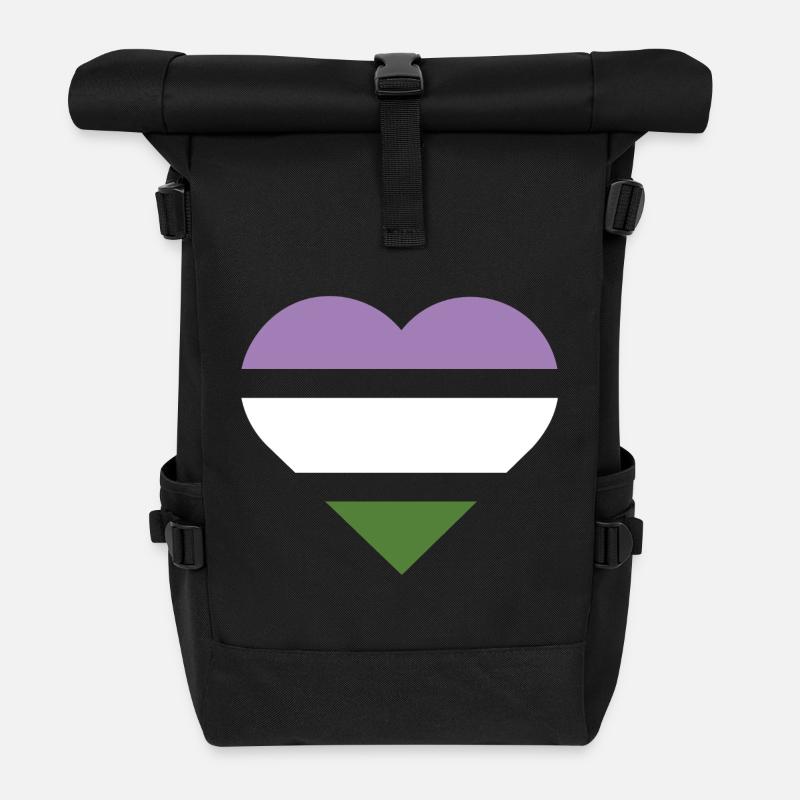 Pride Flag Heart · Genderqueer - Rolltop Rucksack - Schwarz
