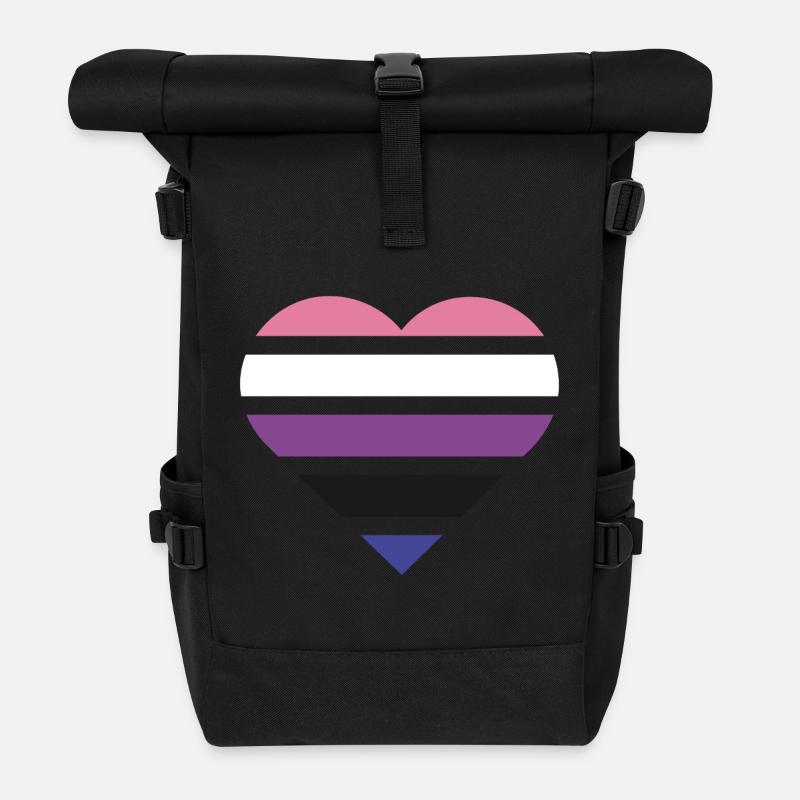 Pride Flag Heart · Genderfluid - Rolltop Rucksack - Schwarz