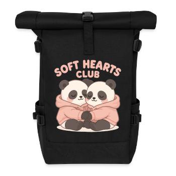 Süße Pandas im Hoodie – Soft Hearts Club Art - Rolltop Rucksack - Schwarz - Vorne