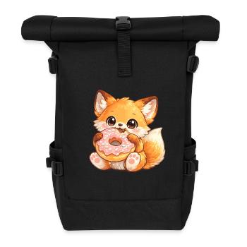 Fuchschen mit Donut - Rolltop Rucksack - Schwarz - Vorne