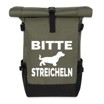 Dackel - Rolltop Rucksack - Olive/Schwarz - Vorne