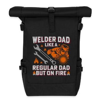 Schweißvater Feuer-Motiv Schweißer Vatertag - Rolltop Rucksack - Schwarz - Vorne