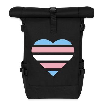 Pride Flag Heart · Transgender - Rolltop Rucksack - Schwarz - Vorne