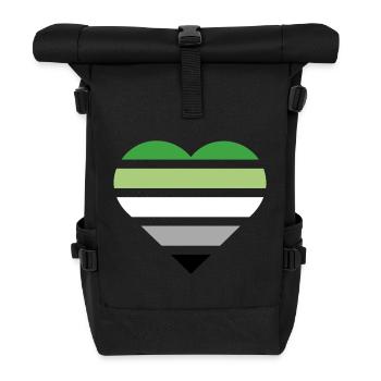Pride Flag Heart · Aromantic - Rolltop Rucksack - Schwarz - Vorne