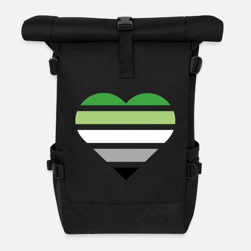 Pride Flag Heart · Aromantic - Rolltop Rucksack - Schwarz