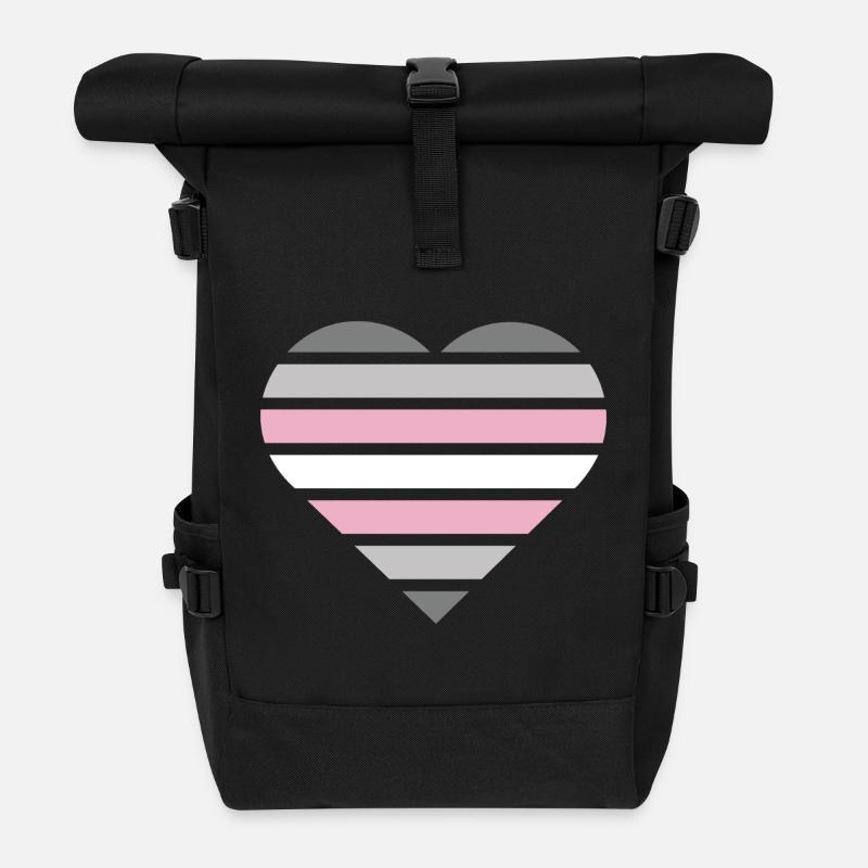 Pride Flag Heart · Demigirl - Roll Top Backpack - black