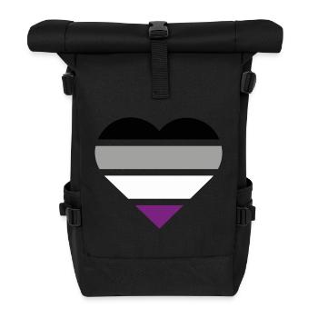 Pride Flag Heart · Asexual - Rolltop Rucksack - Schwarz - Vorne