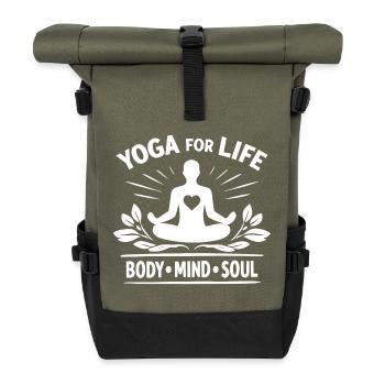 Yoga for Life Body Mind Soul Meditation - Rolltop Rucksack - Olive/Schwarz - Vorne