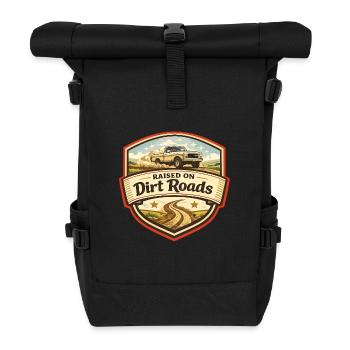Aufgewachsen auf Dirt Roads - Rolltop Rucksack - Schwarz - Vorne