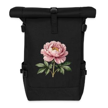 Vintage-Rosy Funkel-Pfingstrose - Rolltop Rucksack - Schwarz - Vorne
