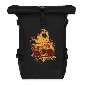 Frutiger Metro - Orange Boom Box - Female Portrait - Roll Top Backpack - black - Front