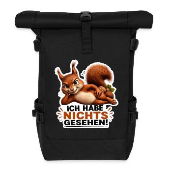 Ich habe nichts gesehen – Freches Eichhörnchen - Rolltop Rucksack - Schwarz - Vorne