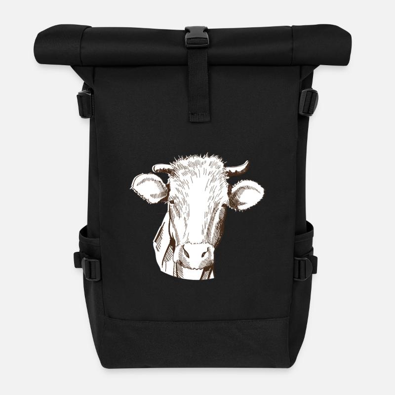 Cow - Roll Top Backpack - black