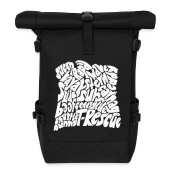 Quadratische Wortwolke zum Thema Wildwasser - Rolltop Rucksack - Schwarz - Vorne